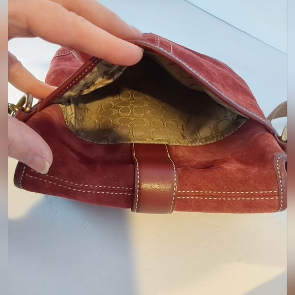 Coach Rust Brown Suede Crossbody Bag - Picture 11 of 16